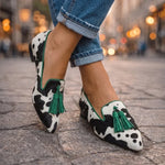 Ondina Pointed Ballerina Flats with Pom-poms