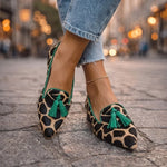 Ondina Pointed Ballerina Flats with Pom-poms