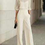 Valeria | Three-Piece Set: Sheer Camisole and Wide-Leg Pants