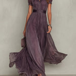 Myriam | Long Chiffon and Lace Dress