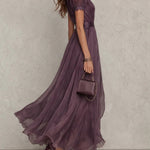 Myriam | Long Chiffon and Lace Dress