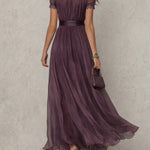 Myriam | Long Chiffon and Lace Dress