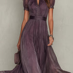 Myriam | Long Chiffon and Lace Dress