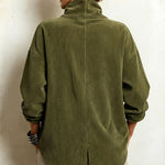 Lucie | Olive green corduroy jacket with stand-up collar