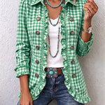 Julie | Gingham Check Jacket with Ruffles and Buttons