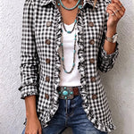 Julie | Gingham Check Jacket with Ruffles and Buttons