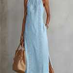 Jimena | Casual embroidered midi dress with mandarin collar