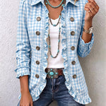Julie | Gingham Check Jacket with Ruffles and Buttons
